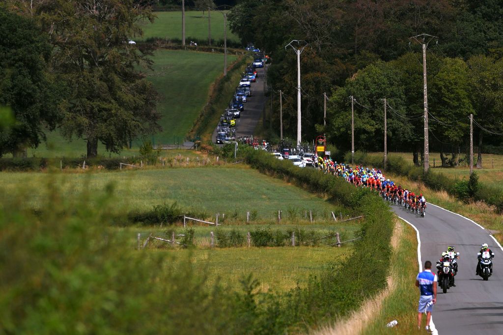 VISE BELGIUM AUGUST 18 Peloton Landscape during the 41st Tour de Wallonie 2020 Stage 3 a 192km stage from Montzen to Vise TourdeWallonie TRW2020 on August 18 2020 in Vise Belgium Photo by Luc ClaessenGetty Images