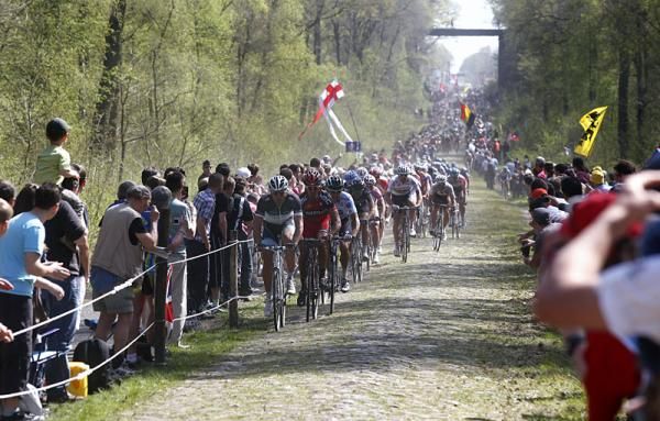 Fabian Cancellara (Leopard Trek) leads the peloton.