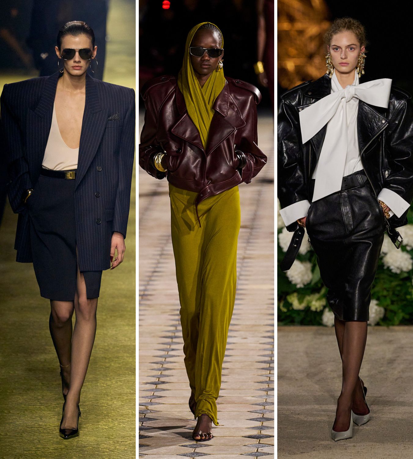 models on the catwalk for saint laurent