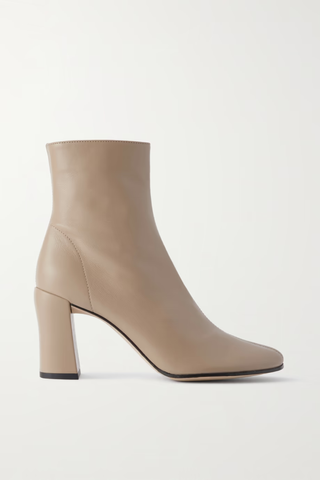 taupe high heeled ankle boot