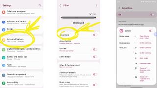 Galaxy S23 Ultra S Pen air actions menu