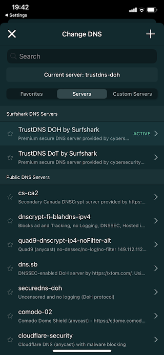 Surfshark Trust DNS app 2