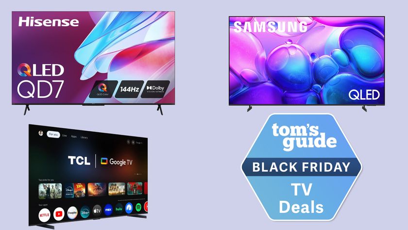 A collage of Hisense, TCL and Samsung TVs
