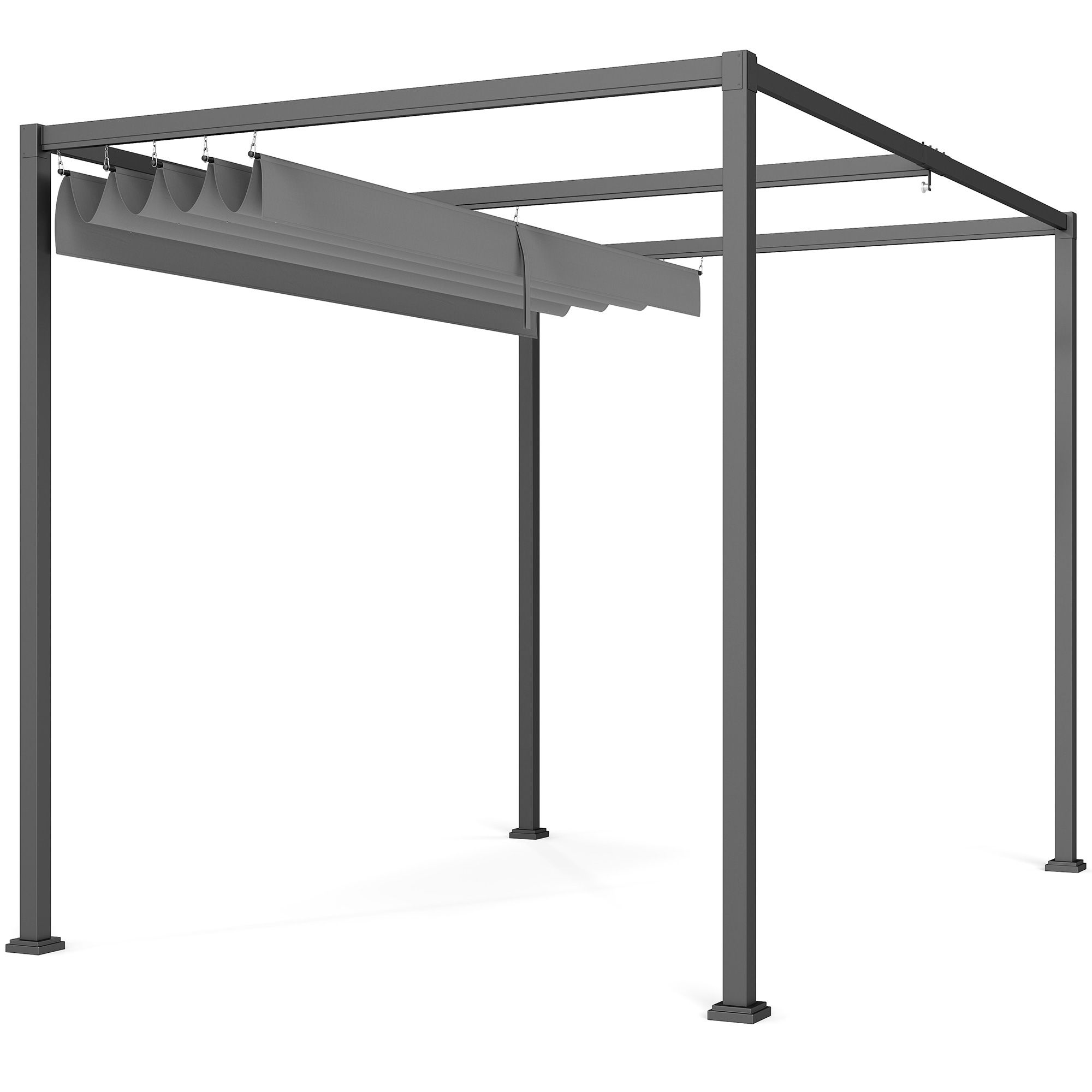 Metal Pergola Gazebo Patio Sunshelter Retractable Canopy