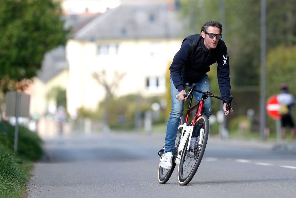 STEINFORT LUXEMBOURG APRIL 30 Frnk Schleck of Luxembourg Ex Prorider during the 14th Ceratizit Festival Elsy Jacobs 2022 Stage 1 a 1214km stage from Steinfort to Steinfort felsy on April 30 2022 in Steinfort Luxembourg Photo by Bas CzerwinskiGetty Images