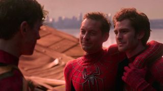 Tobey Maguire, Andrew Garfield and Tom Holland as Spider-Man in No Way Home