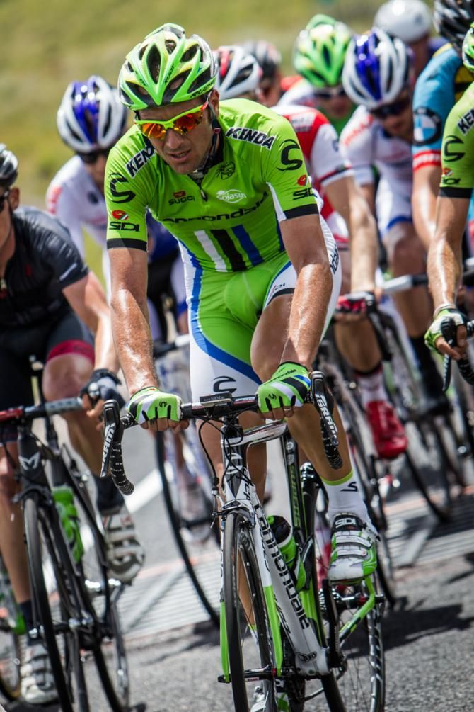 Ivan Basso (Cannondale) works at the front on the final climb