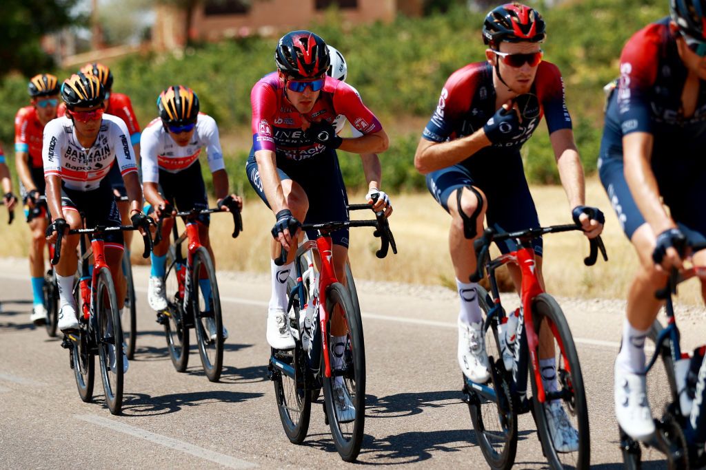 CLUNIA SPAIN AUGUST 05 Pavel Sivakov of Russia and Team INEOS Grenadiers Purple Leader Jersey competes during the 44th Vuelta a Burgos 2022 Stage 4 a 169km stage from Torresandino to Ciudad Romana de Clunia VueltaBurgos on August 05 2022 in Clunia Spain Photo by Gonzalo Arroyo MorenoGetty Images