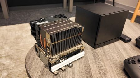 Valve's new Steam Machine during a visit to Valve HQ in Bellevue, Washington. The Steam Machine is a compact living room gaming PC.