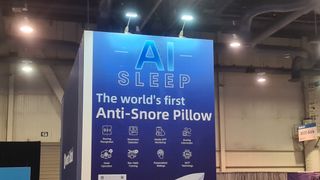 A booth for an AI pillow company at CES 2024.