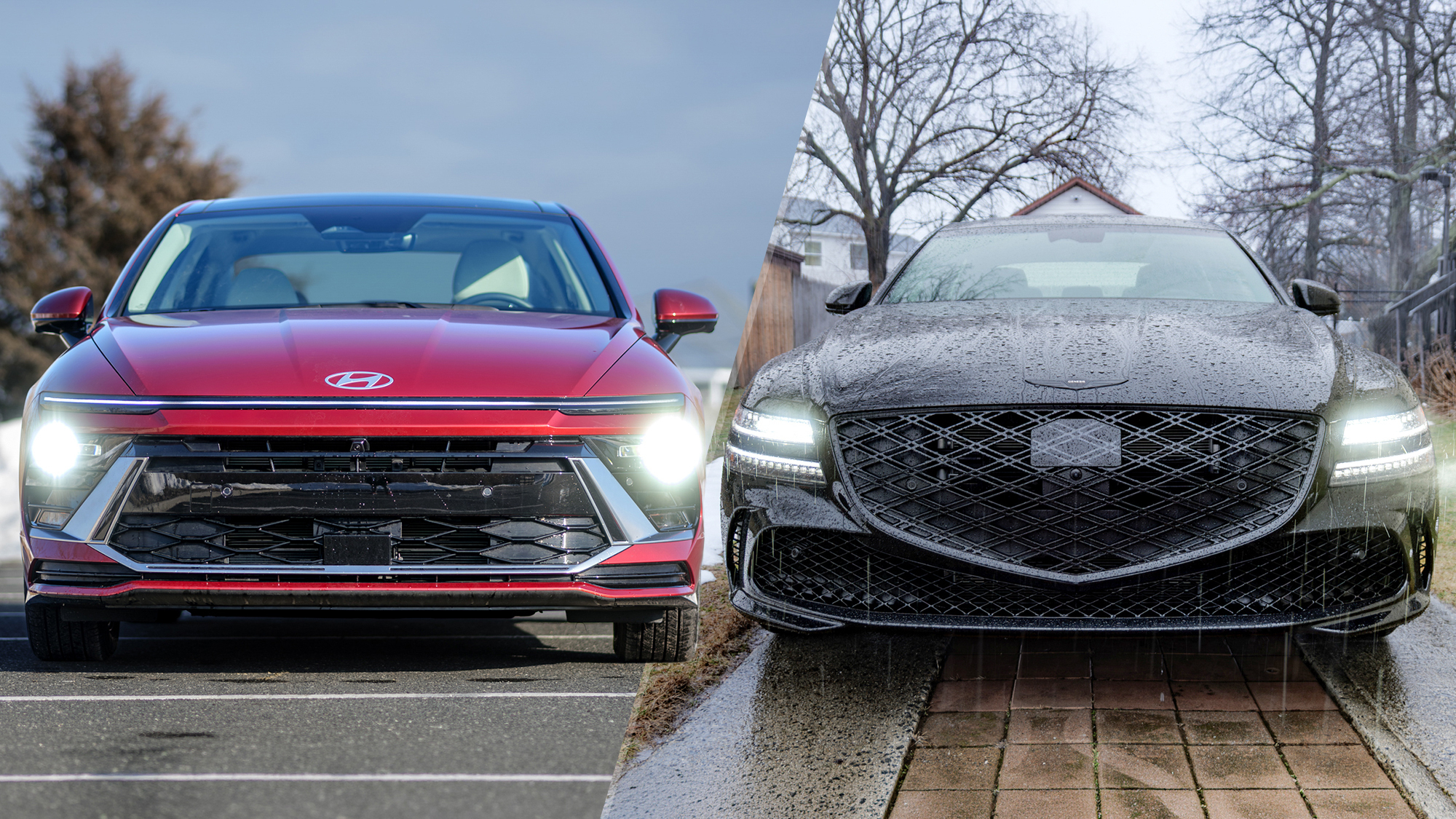 Hyundai Sonata Hybrid vs Genesis G80.