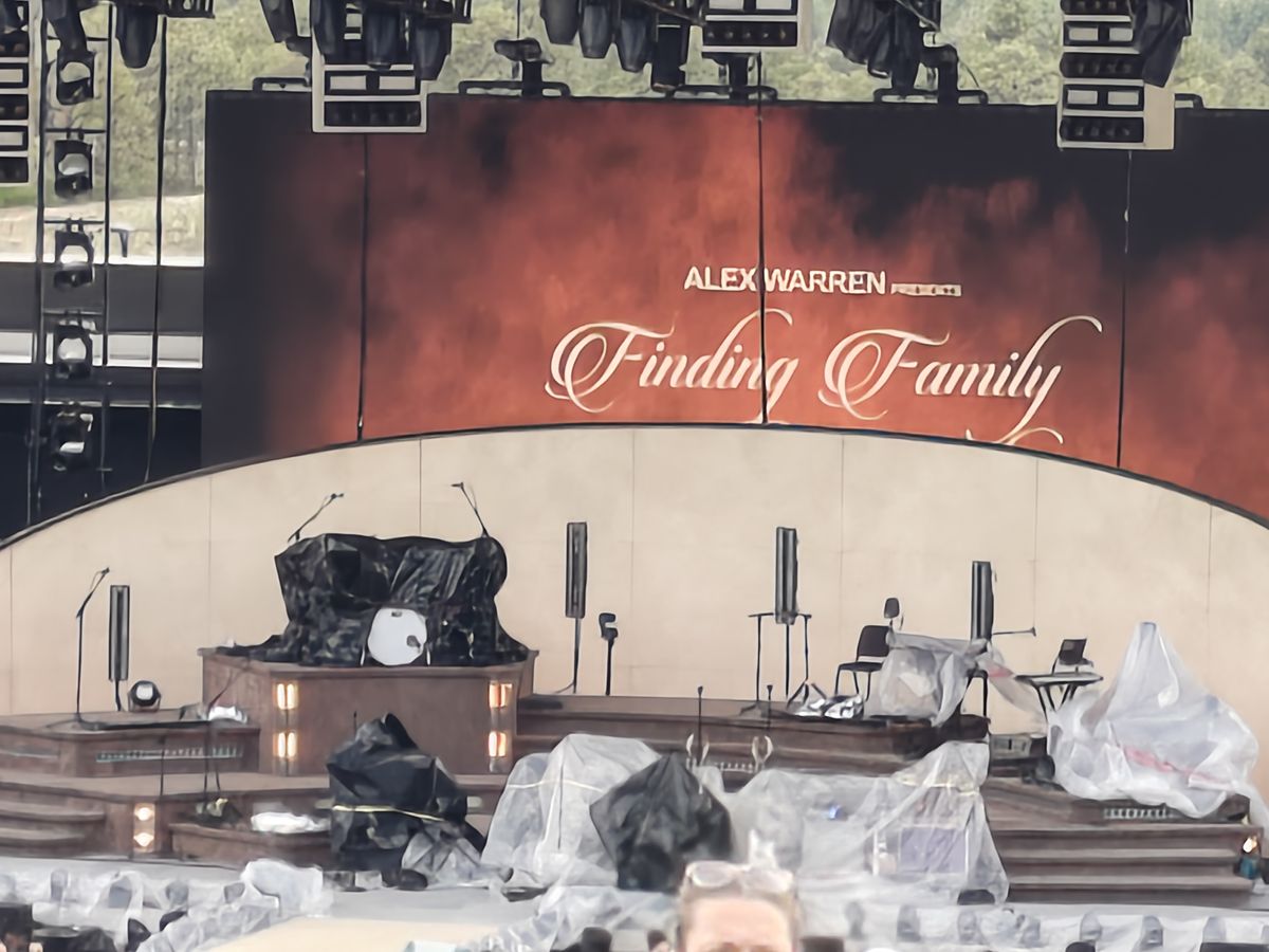 Photos of a stage at an outdoor concert