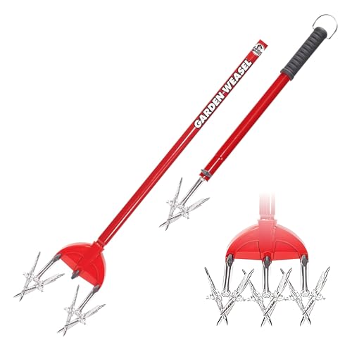 Garden Weasel Rotary Cultivator &amp;amp; Hand Tiller - 2-In-1 | Aerate, Weed, Cultivate, Plant, Reseed | Lawn Reseeding Garden Tool, Garden Soil Loosener | 91206 Gift for Dad, Idea