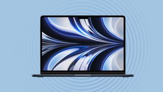 Apple MacBook Air M2 on light blue background