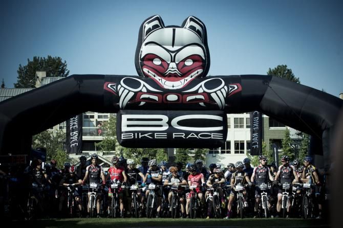 Racers await the start of the BC Bike Race