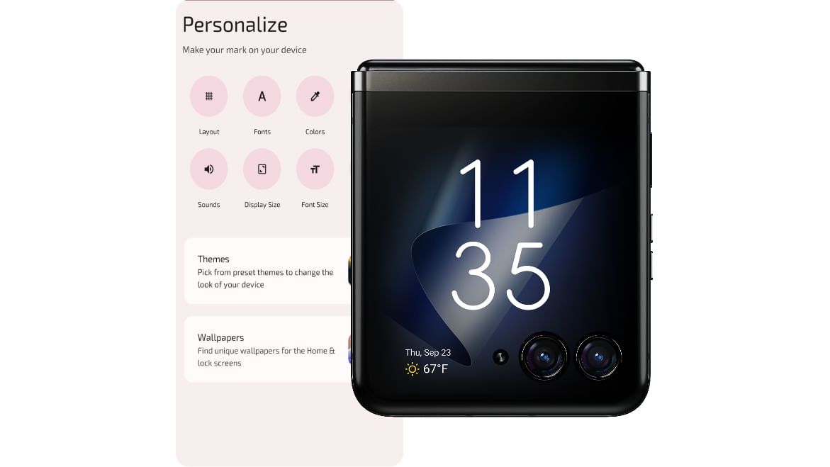 The Motorola Razr 2023 with a large cover display