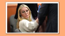 Gwyneth Paltrow trial. Actress Gwyneth Paltrow looks on before leaving the courtroom, where she is accused in a lawsuit of crashing into a skier during a 2016 family ski vacation, leaving him with brain damage and four broken ribs, March 21, 2023, in Park City, Utah