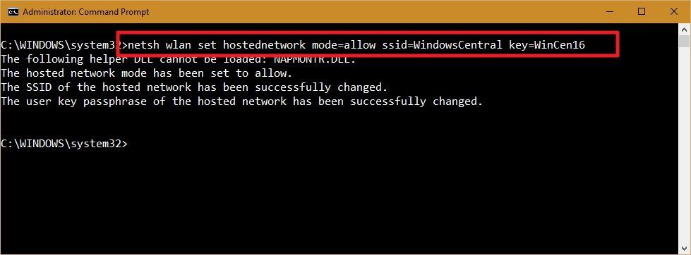 Netsh wlan hostednetwork
