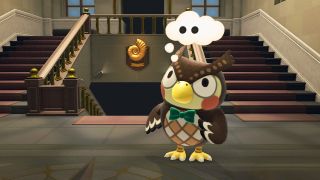 Blathers thinking in Animal Crossing New Horizons