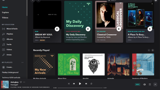 Tidal Music web player interface