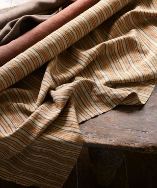 Striped fabric, brown fabric