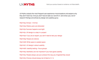 UX Myths practises what it preaches with this minimalist homepage design