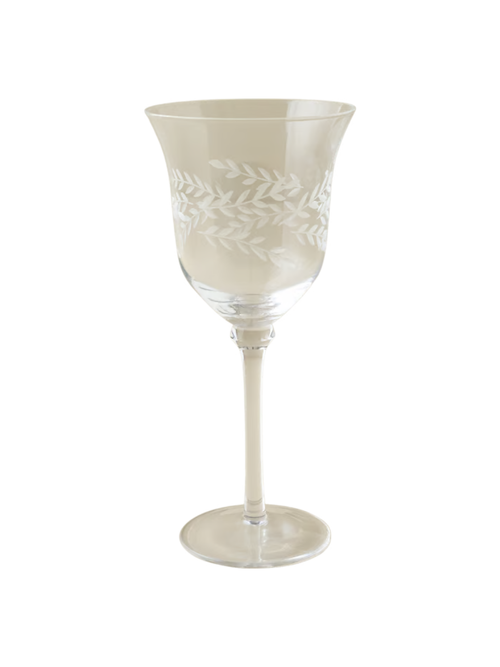 Vintage-Inspired Etched Glass Wine Glass