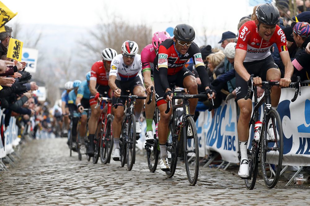 Greg Van Avermaet follows Tiesj Benoot at Tour of Flanders