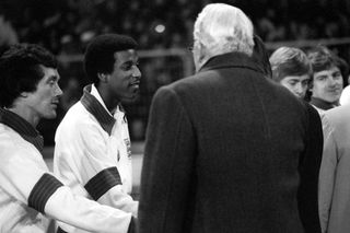 Viv Anderson, second left, made his England debut in November 1978