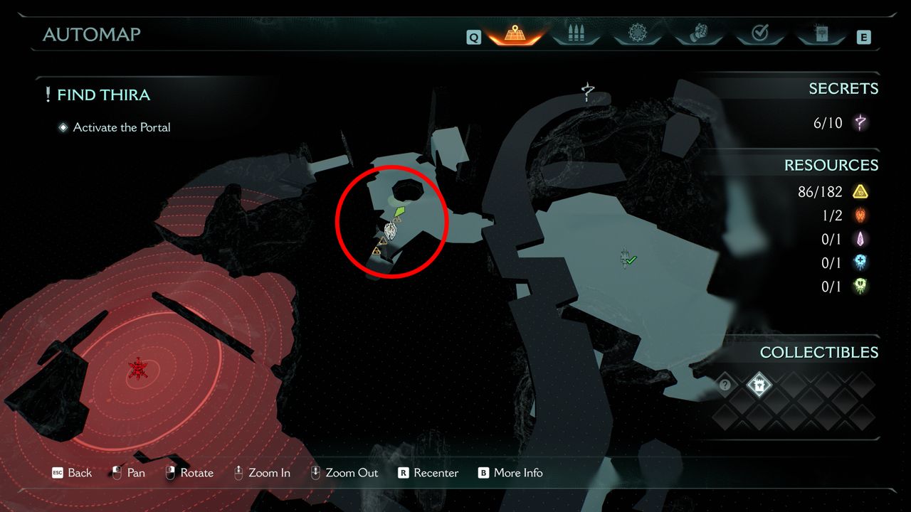 Doom: The Dark Ages Chapter 15 secrets collectibles City of Ry'uul - A map highlighting a ruby location near a large combat encounter.