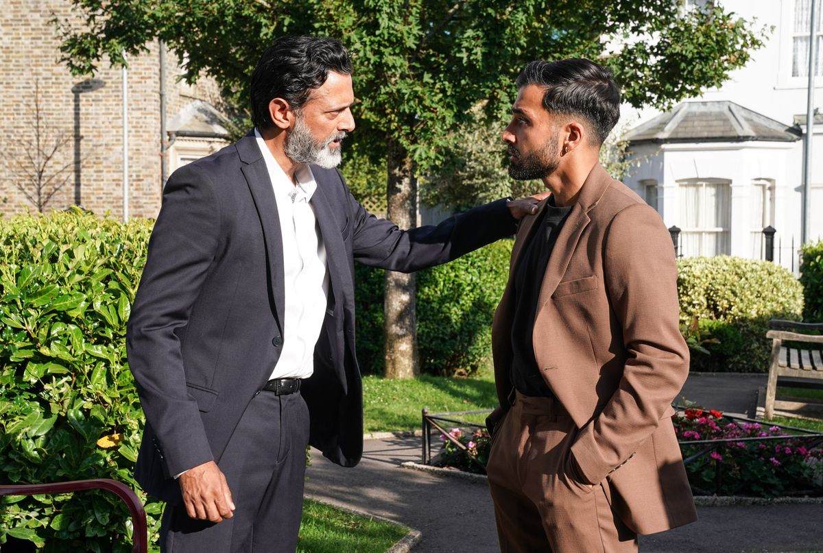 Nish Panesar lays a trap for Vinny Panesar in EastEnders 