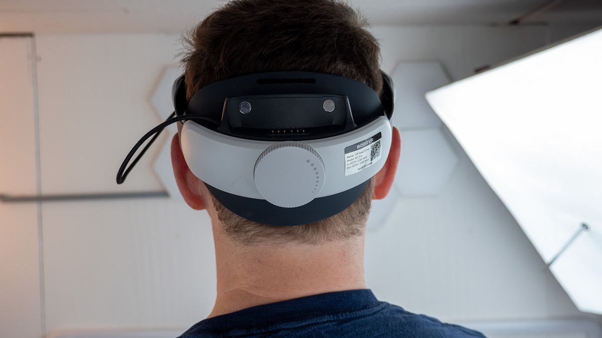 The BoboVR M3 Pro headstrap replacement on a Meta Quest 3
