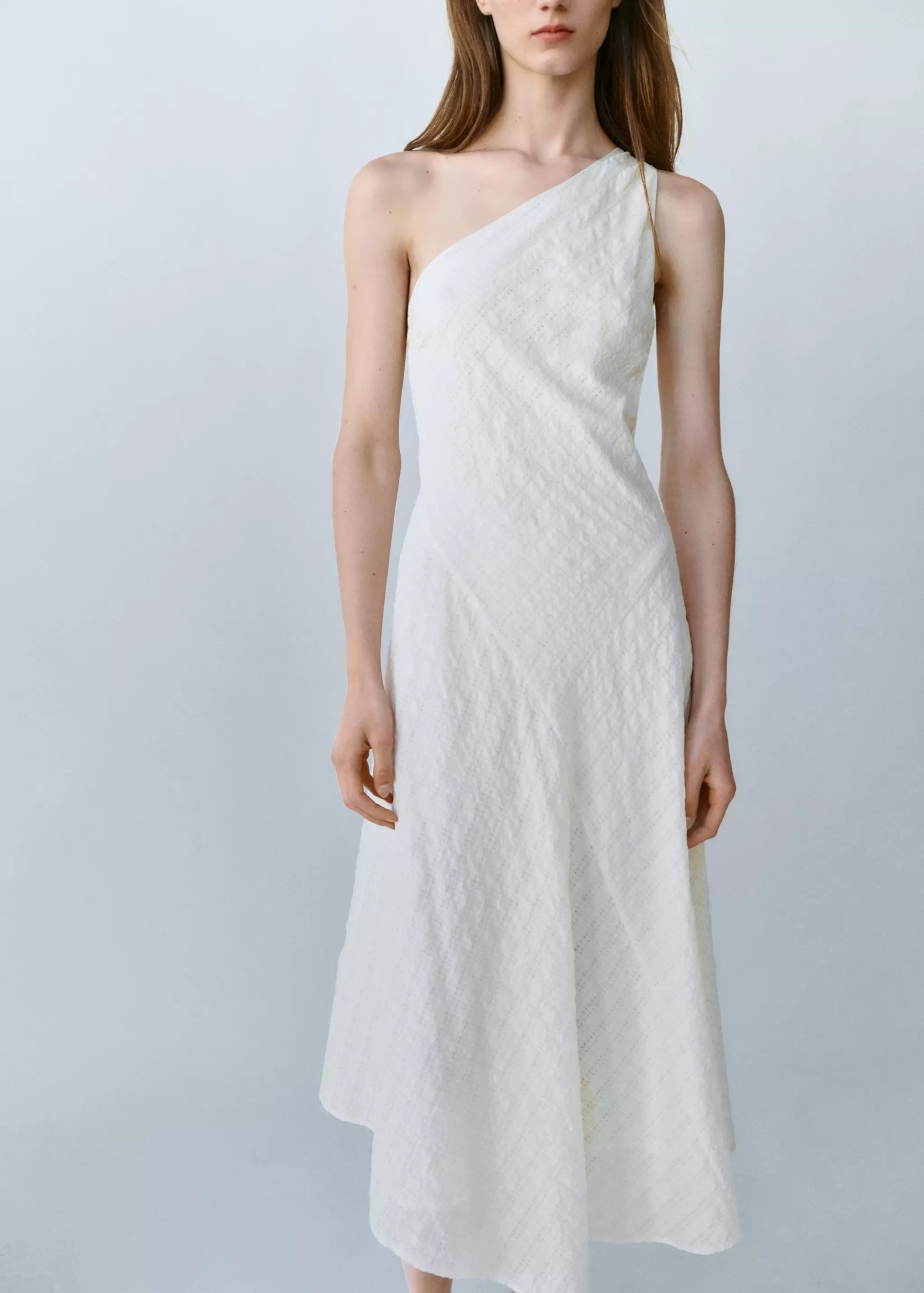 Asymmetric Textured Checkered Dress - Women | Mango United Kingdom