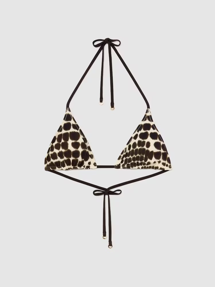 Atelier Animal-Print Reversible Bikini Top in Chocolate
