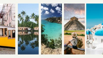 a comp image of the best places to visit in november including portugal, india, anguilla, mexico and greece