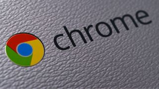 Google Chrome logo on the cover of the Chromebook laptop