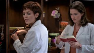 Nora Zehetner and Sarah Drew on Grey's Anatomy.
