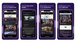 Screenshots of the HotelTonight app from the Apple App Store