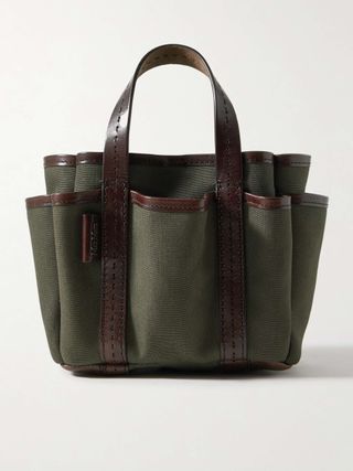 Giardiniera Small Leather-Trimmed Canvas Tote