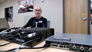 EWU’s Carl Combs Configuring the Alfatron equipment.