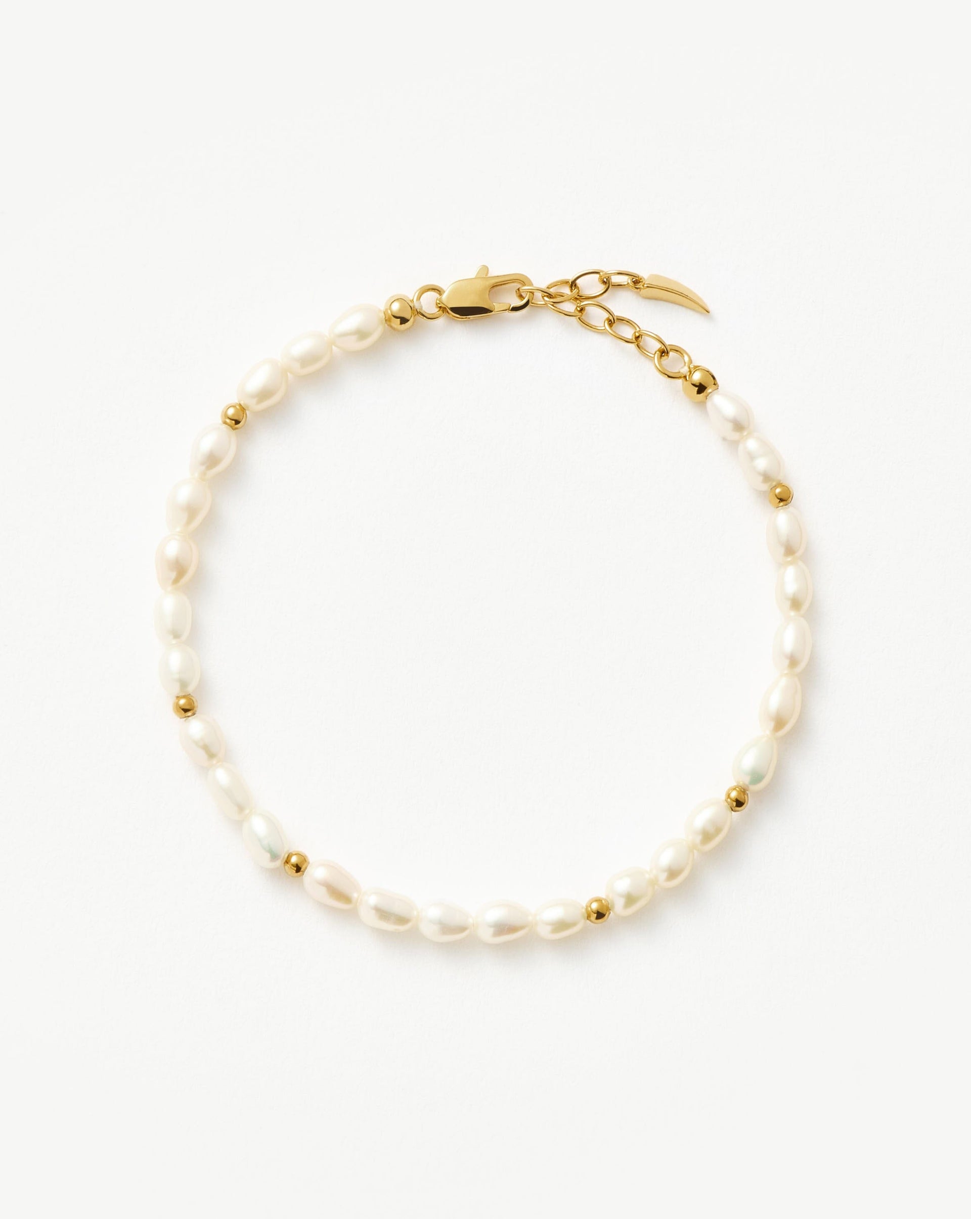 Seed Pearl Beaded Bracelet | 18ct Gold Plated/pearl - 18ct Gold Plated/pearl / S/m