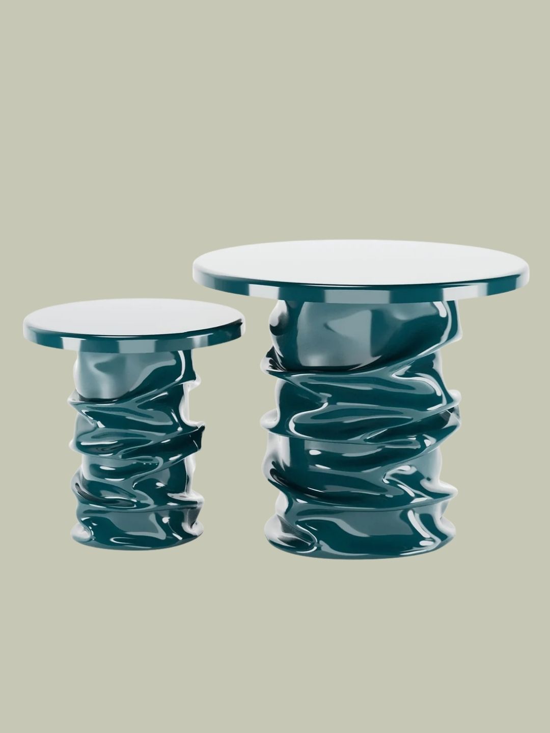 Studio X, Gemini Set of 2 Green Side Tables