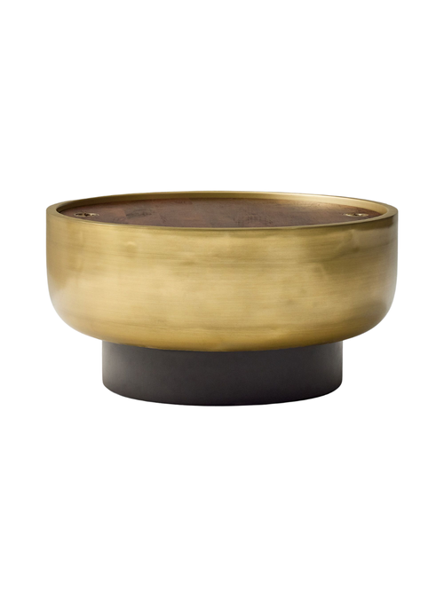 Antique Brass Drum Storage Coffee Table