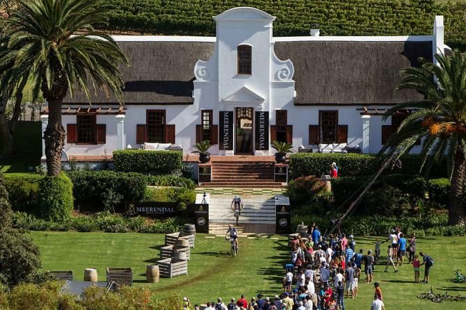 Riders make their way through the Merendal Manor House