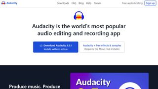 Website screenshot for Audacity.