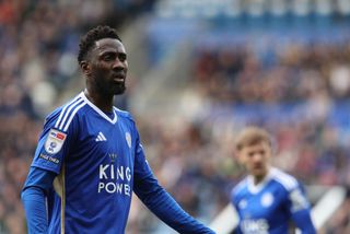 Leicester City's Wilfred Ndidi during the Sky Bet Championship match between Leicester City and Norwich City at The King Power Stadium on April 1, 2024 in Leicester, England.(Photo by Stephen White - CameraSport via Getty Images)