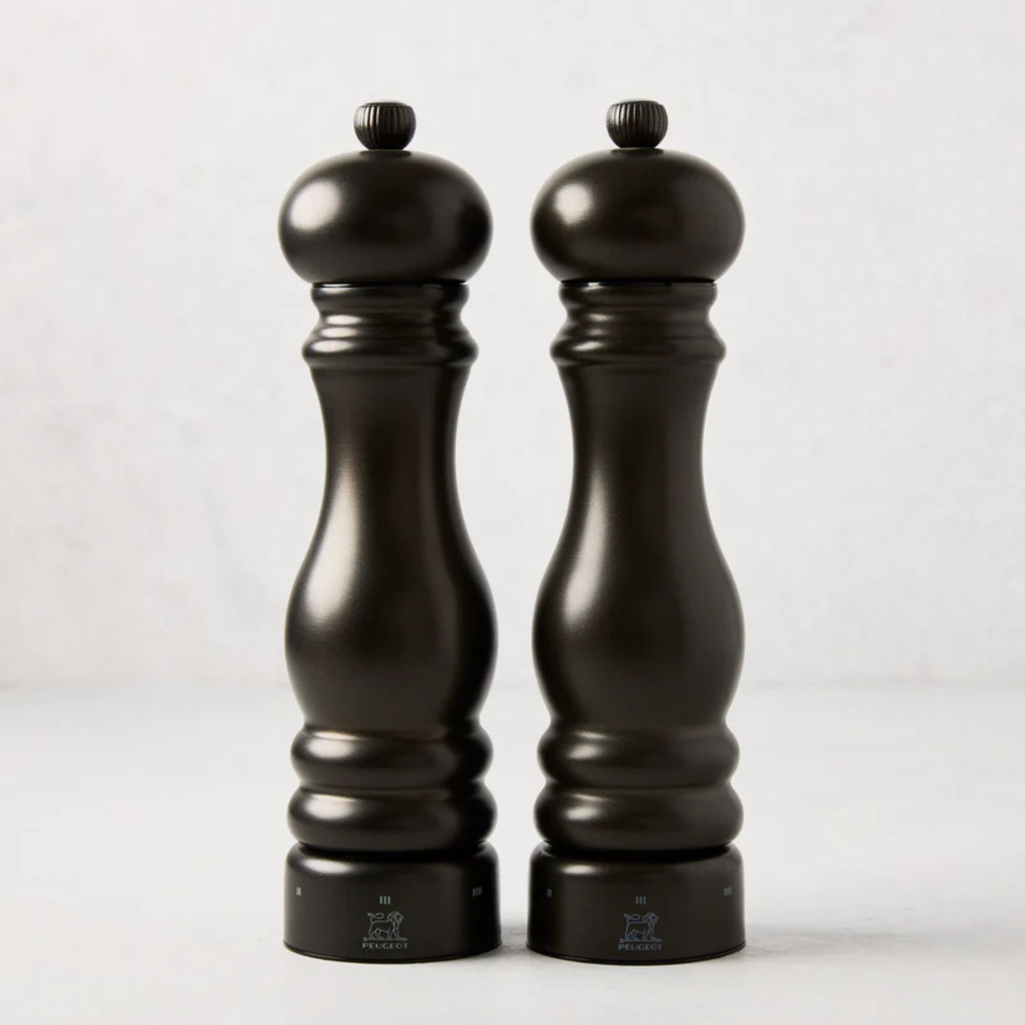 Black lacquered salt and pepper mills