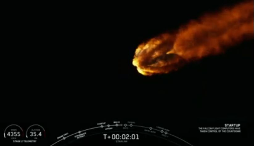 A SpaceX Falcon 9 rocket soars to space on its third flight, this one to launch the company's first 60 Starlink internet communications satellites, on May 23, 2019.