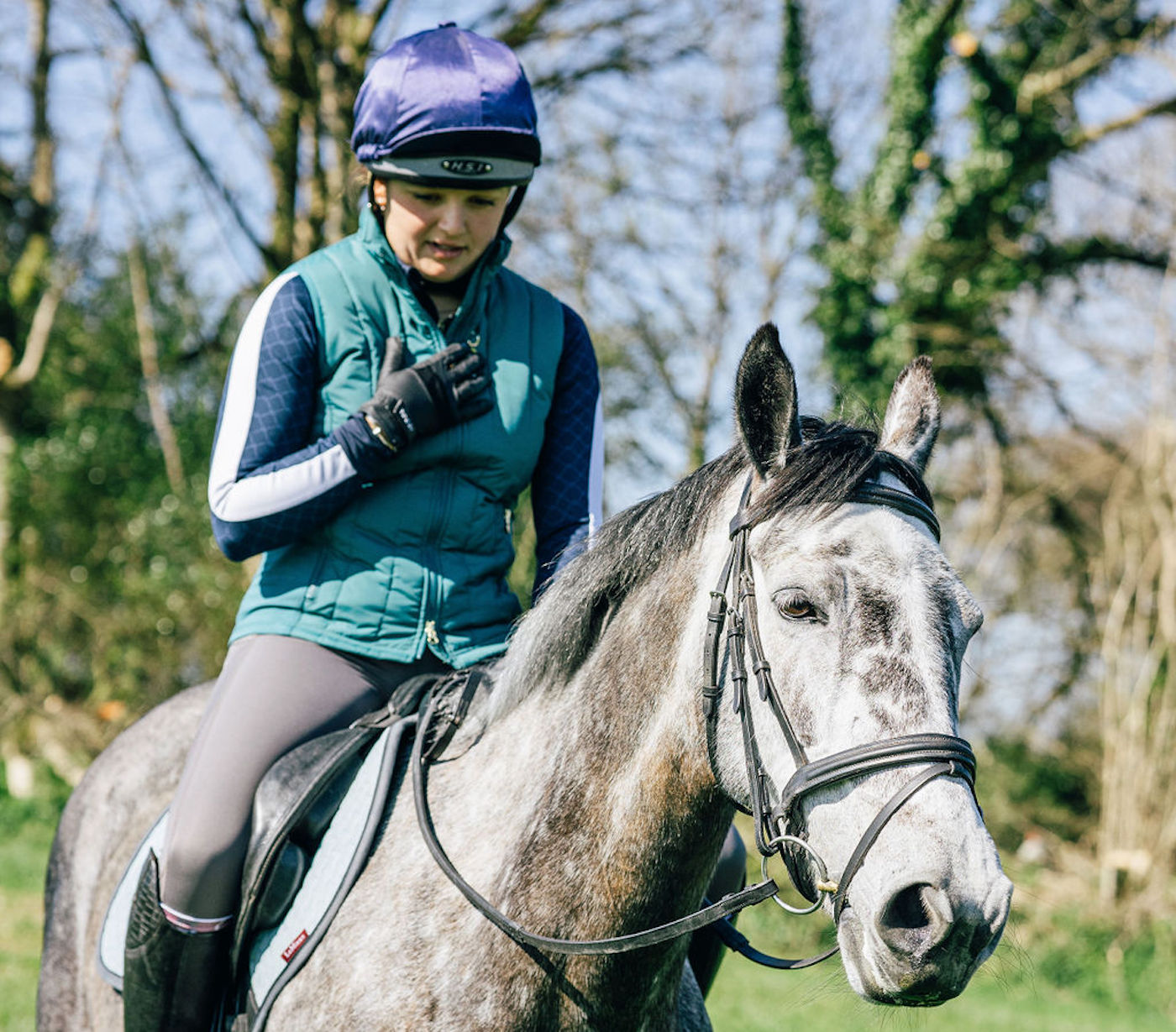 Breathing practice, horse and rider