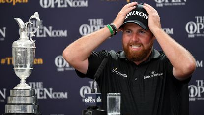 2019 Open champion Shane Lowry speaks to the press after his victory at Royal Portrush